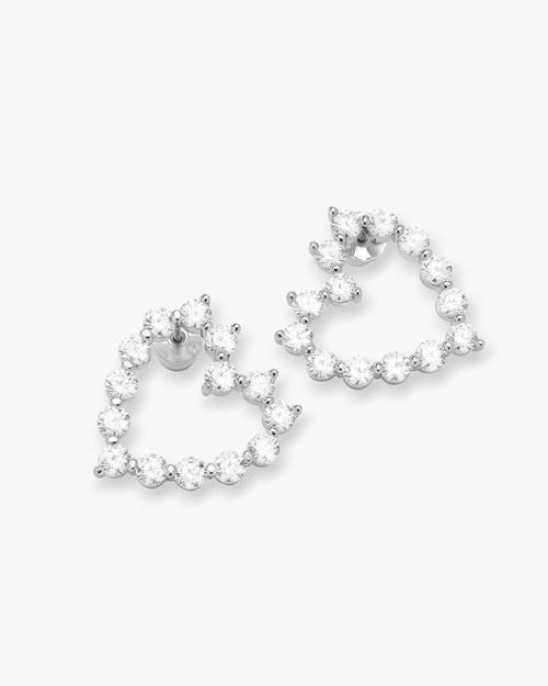 She's an Icon Baby Heart Earrings - Silver|White Diamondettes