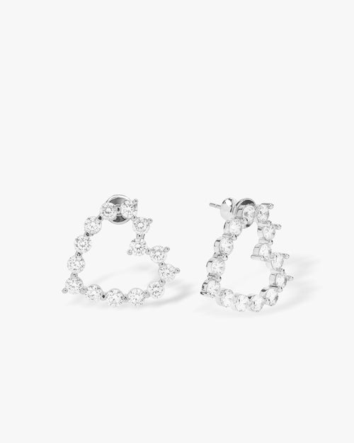 She's an Icon Baby Heart Earrings - Silver|White Diamondettes