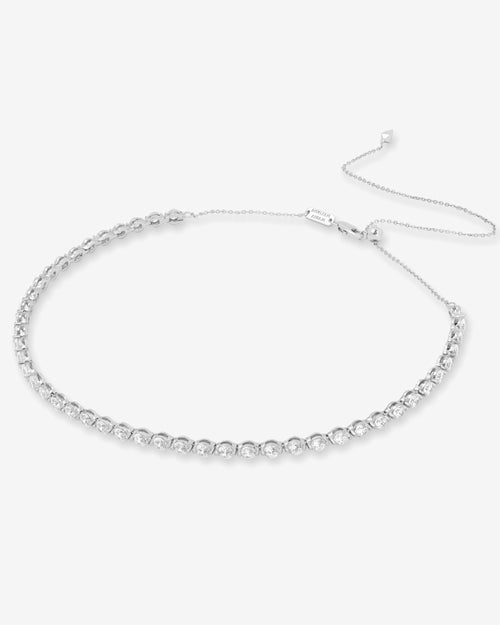 She's an Icon Tennis Choker - Silver|White Diamondettes