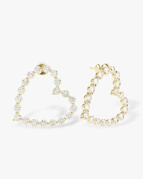 She's an Icon Heart Earrings - Gold|White Diamondettes