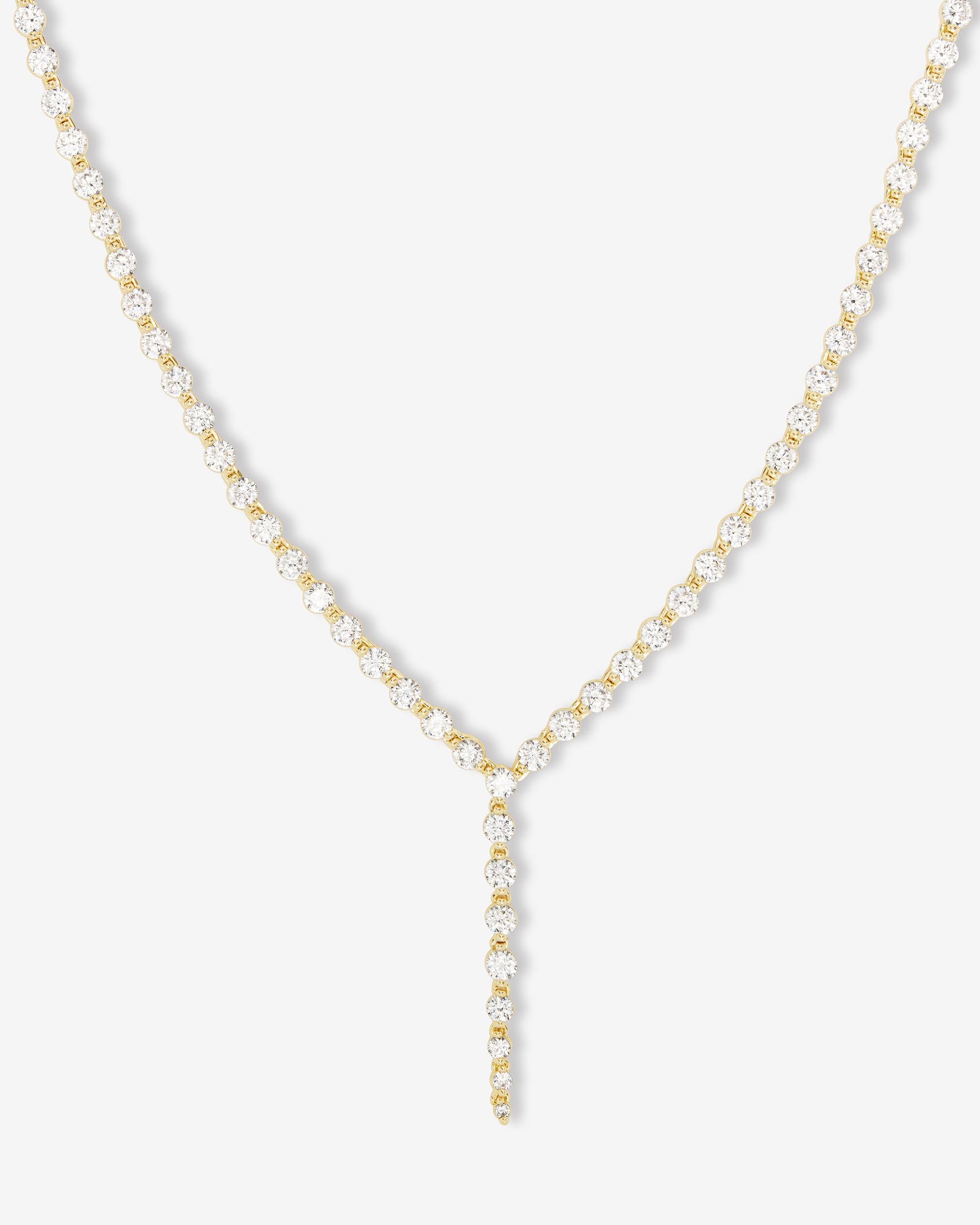 She's an Icon Lariat Tennis Necklace 16" - Gold|White Diamondettes