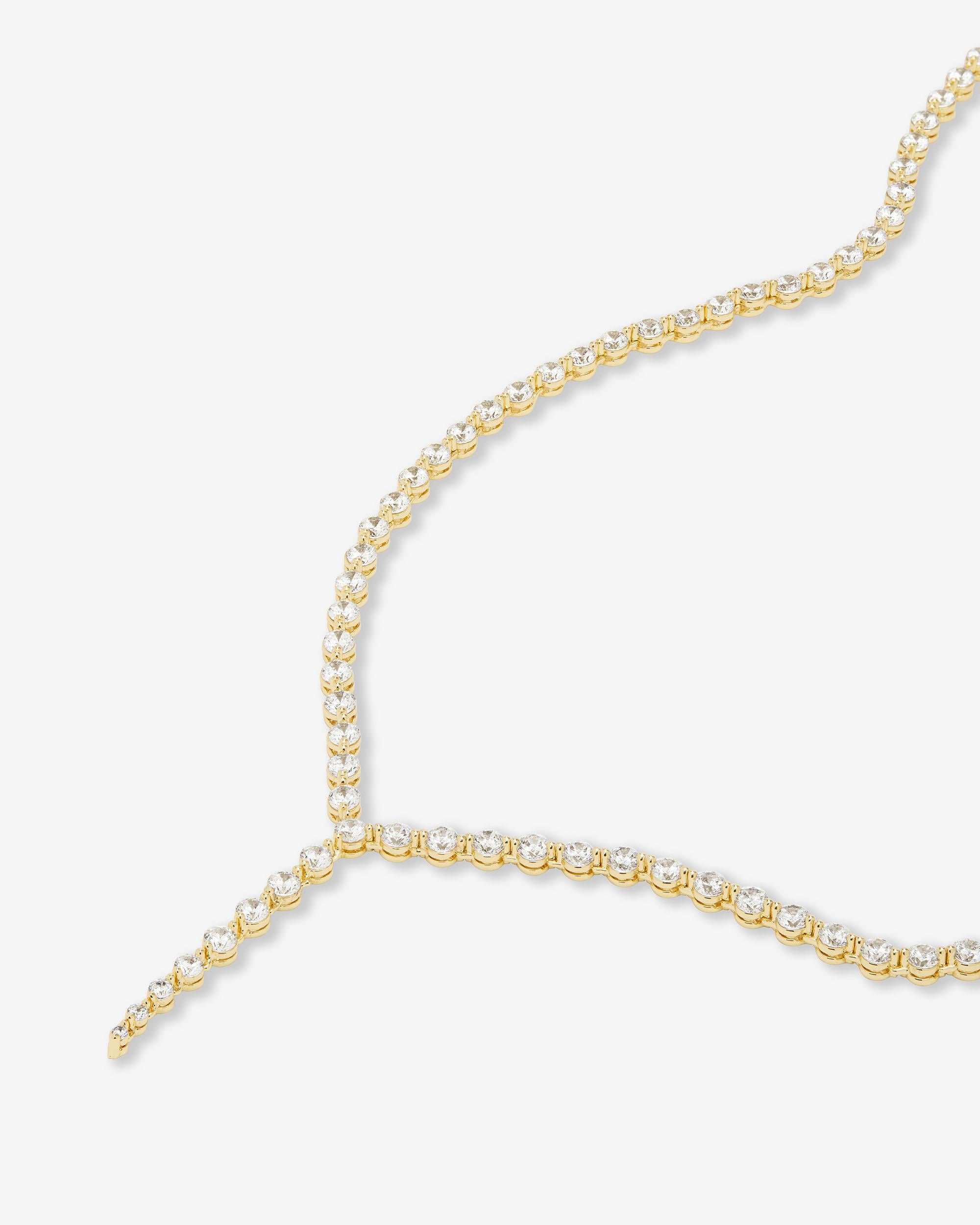 She's an Icon Lariat Tennis Necklace 16" - Gold|White Diamondettes