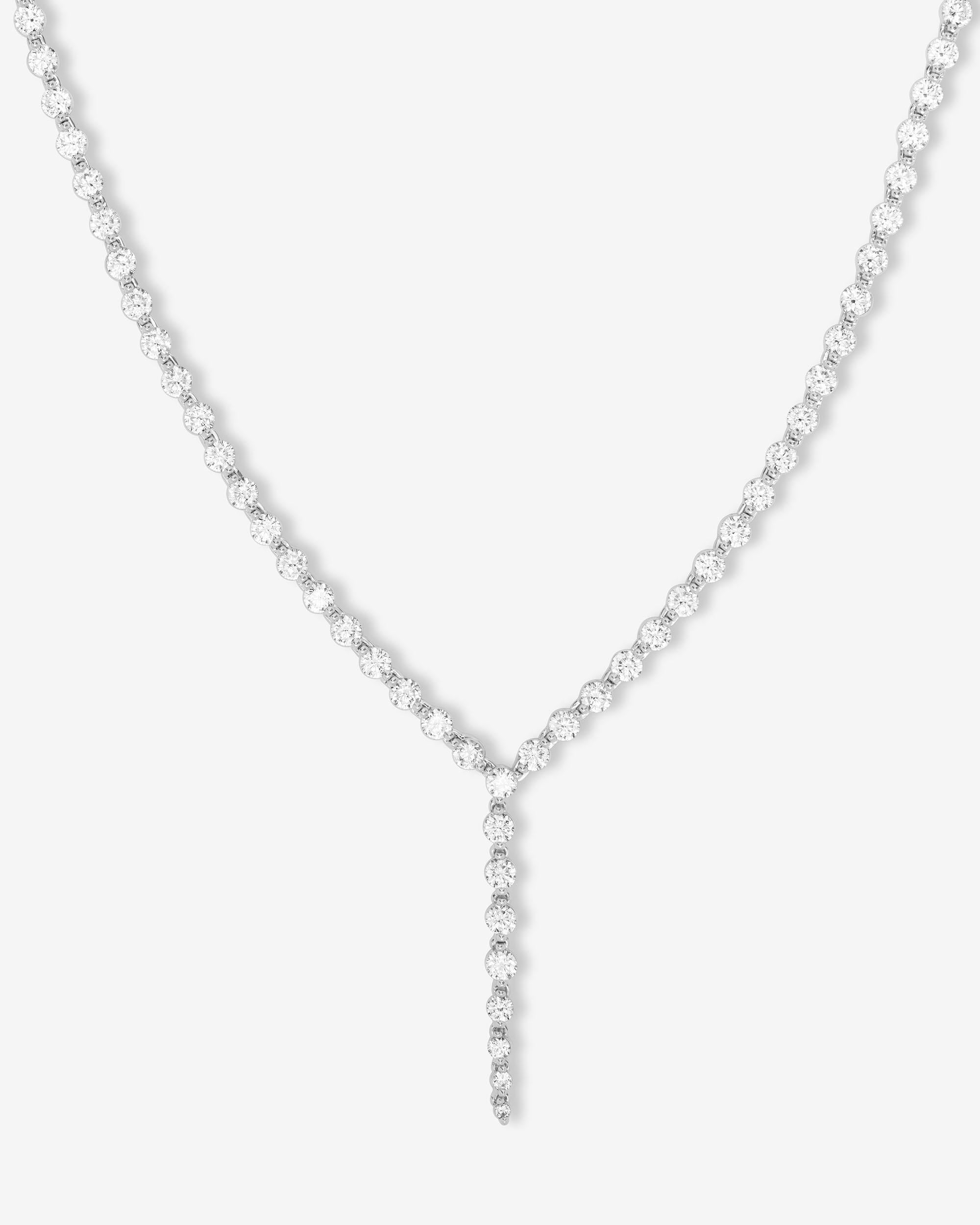 She's an Icon Lariat Tennis Necklace 16" - Silver|White Diamondettes