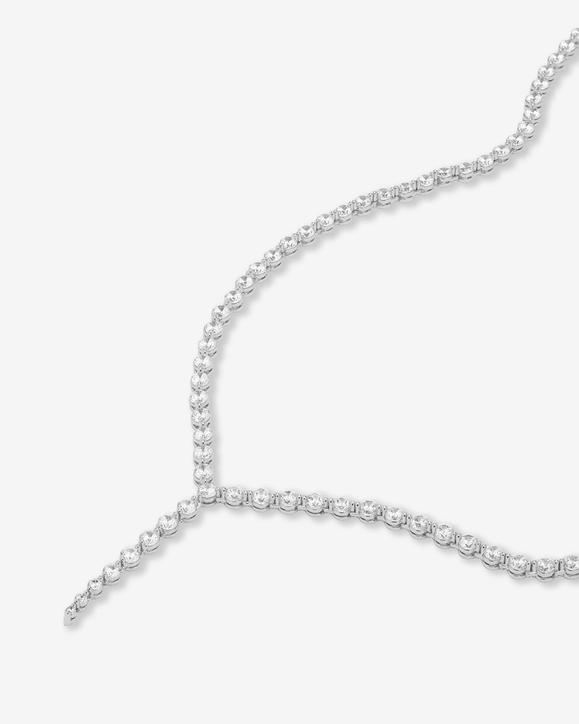 She's an Icon Lariat Tennis Necklace 16" - Silver|White Diamondettes