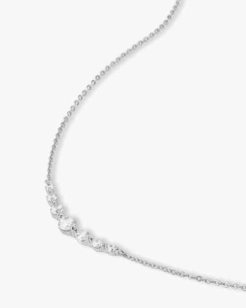 She's an Icon Multi Stone Pendant Necklace - Silver|White Diamondettes