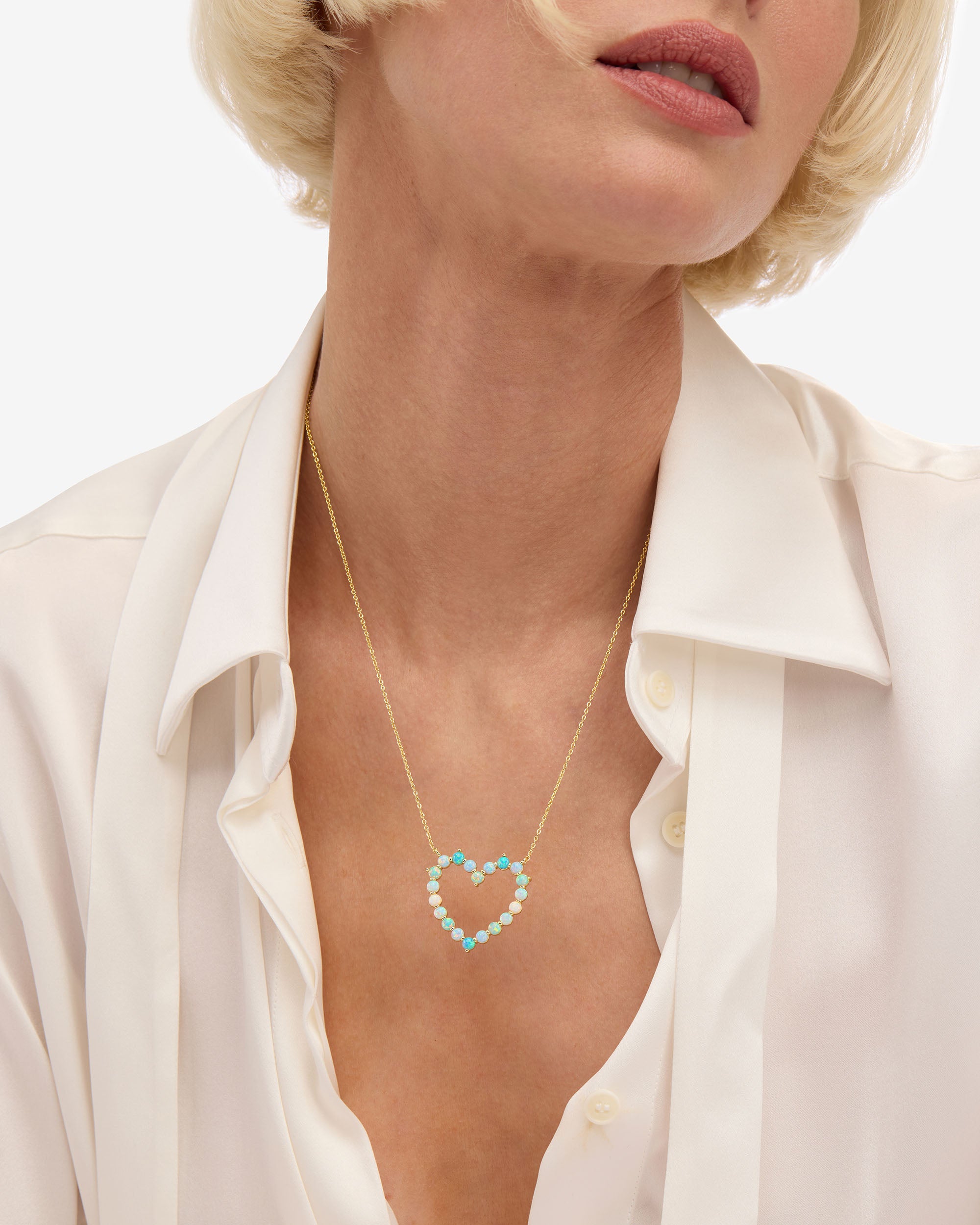 She's an Icon Ombré Heart Necklace - Gold|Blue Opal Ombré