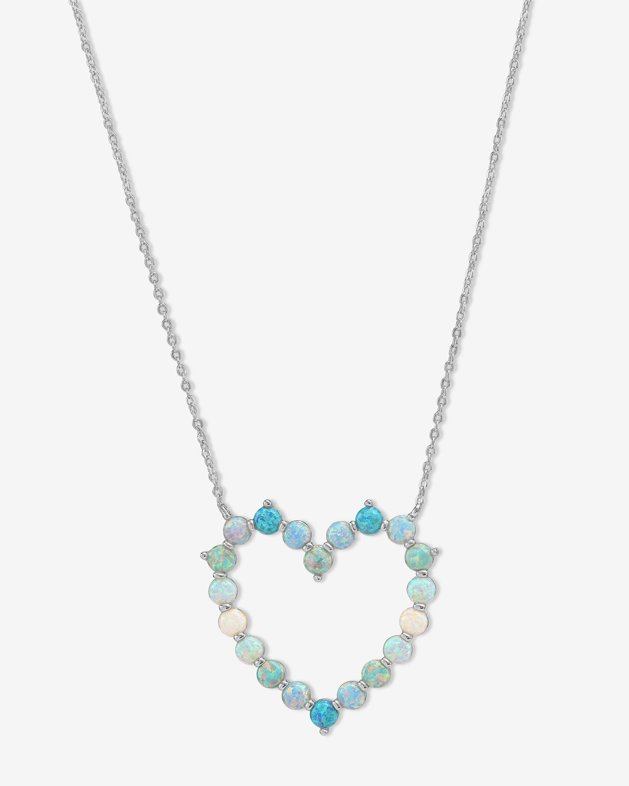 She's an Icon Ombré Heart Necklace - Silver|Blue Opal Ombré