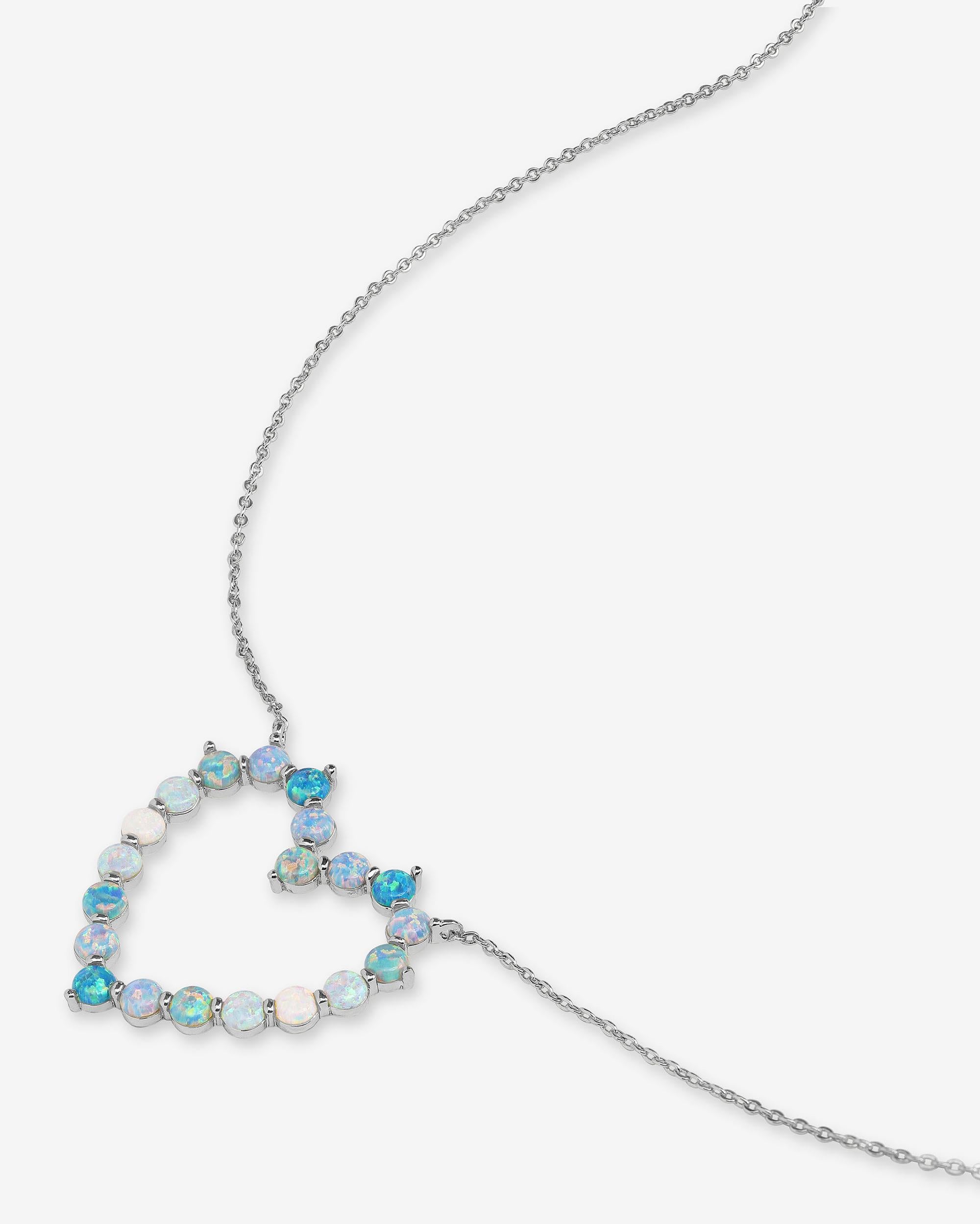 She's an Icon Ombré Heart Necklace - Silver|Blue Opal Ombré