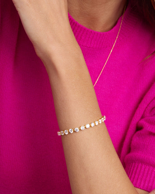 She's an Icon Tennis Bracelet - Gold|White Diamondettes