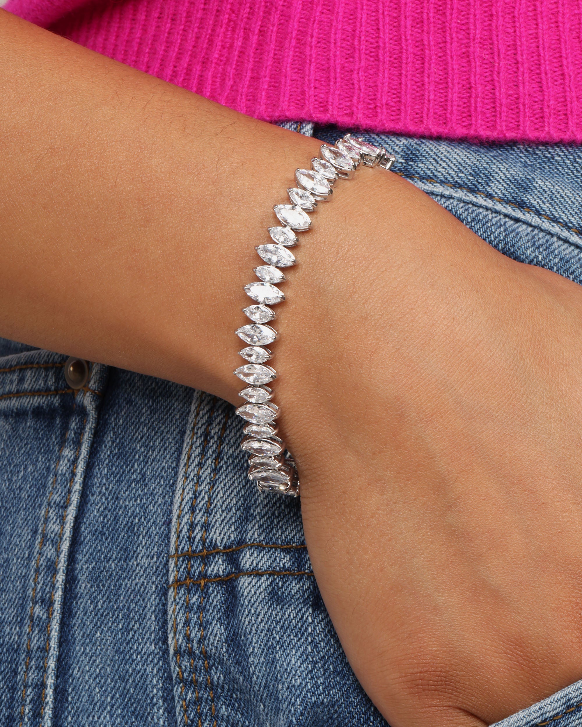 "She's So Fine" Tennis Bracelet - Silver|White Diamondettes