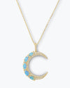 She's an Icon Moon Necklace - Gold|Blue Opal