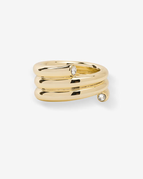 Spiral Ring - Gold|White Diamondettes