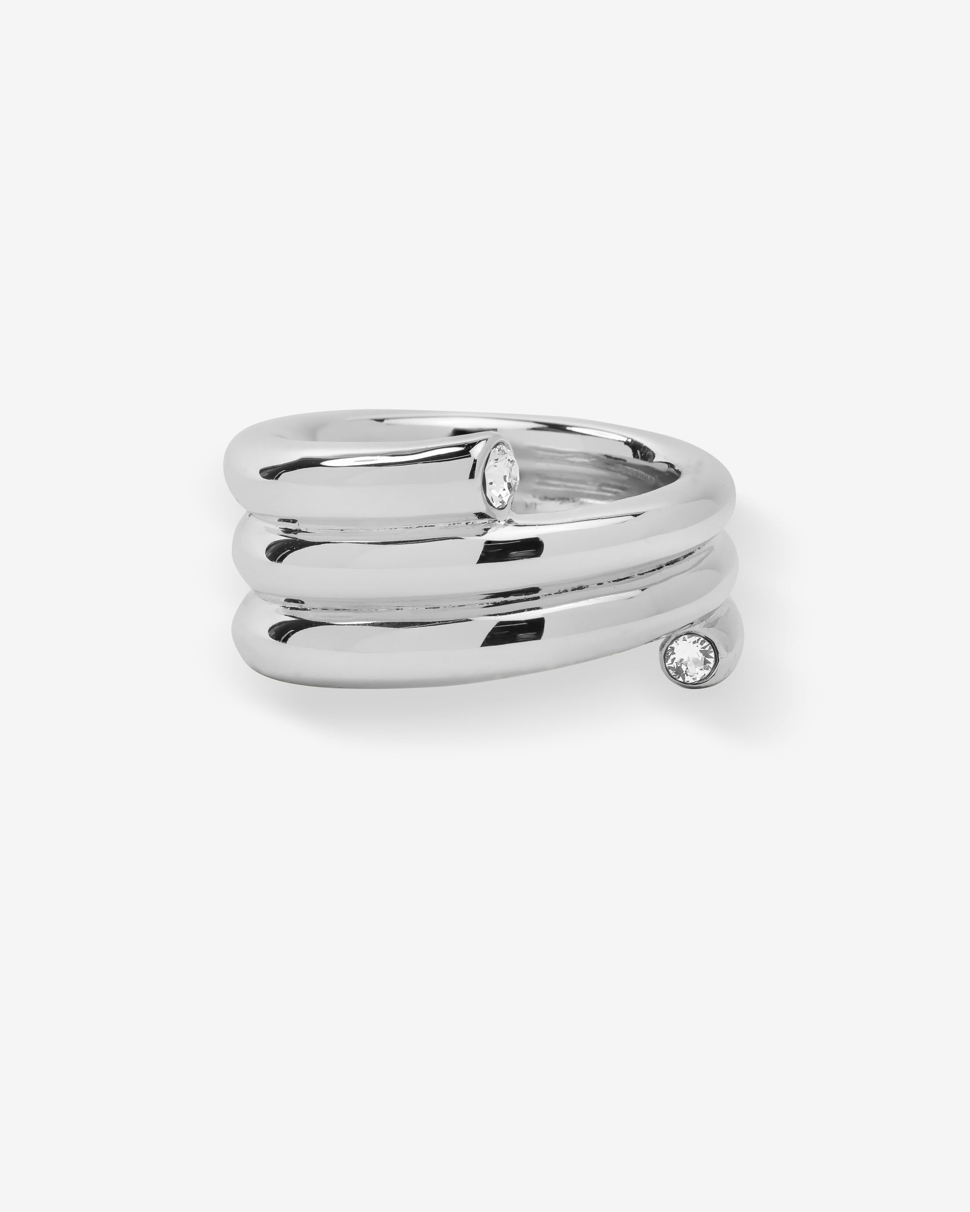 Spiral Ring - Silver|White Diamondettes