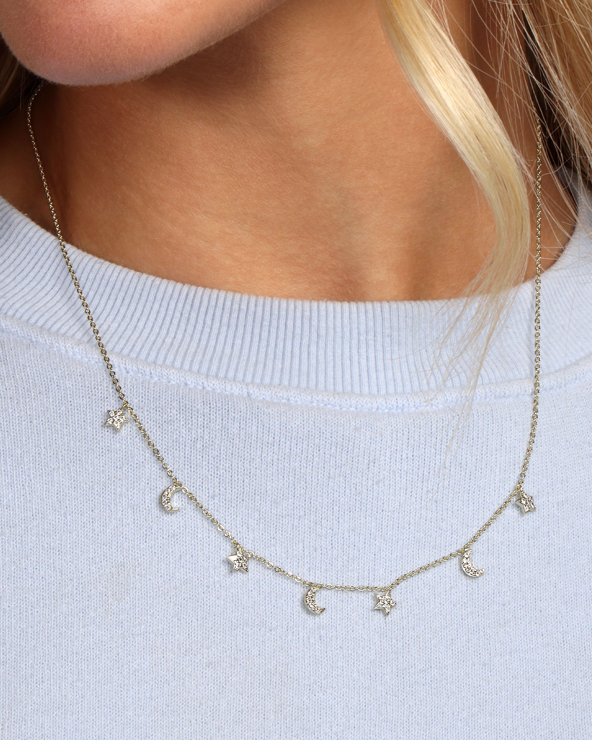 Starry Night Necklace - Gold|White Diamondettes