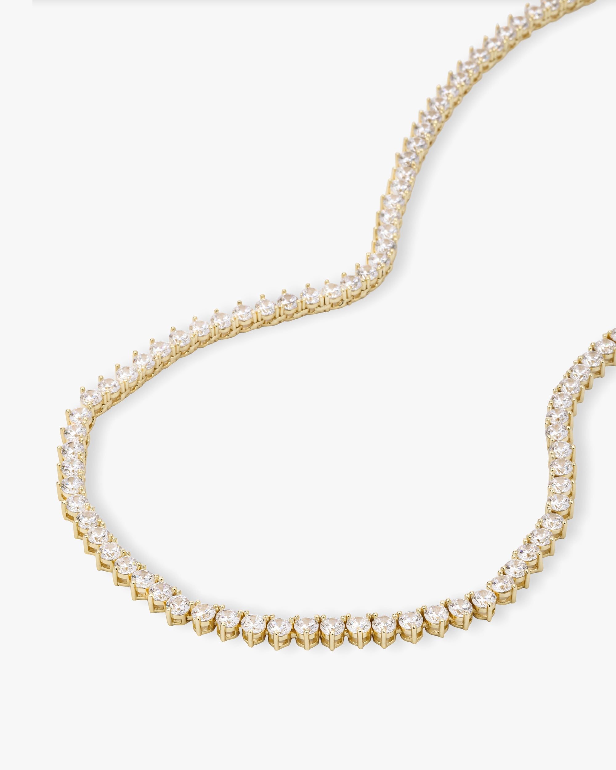 Mama Not Your Basic Tennis Necklace 18" - Gold|White Diamondettes