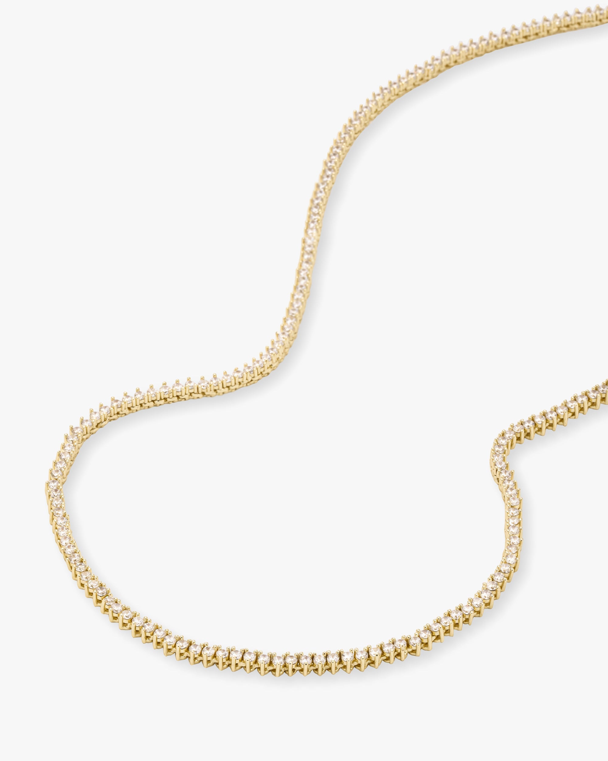 Baby Not Your Basic Tennis Necklace 16" - Gold|White Diamondettes