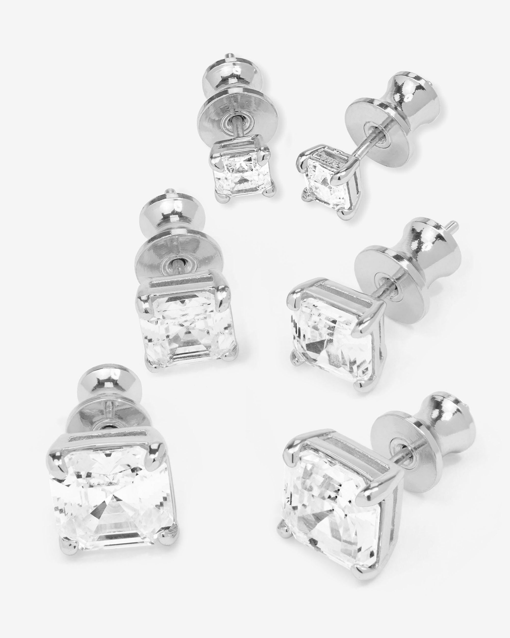 The Queen's Stud Set - Silver|White Diamondettes