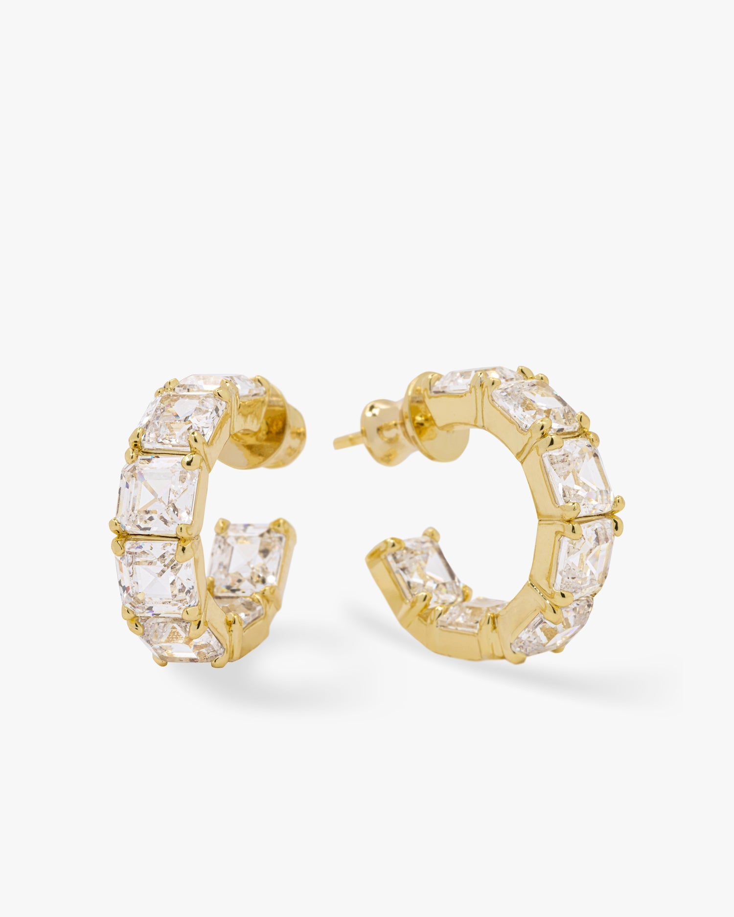 The Queen's Hoops .75" - Gold|White Diamondettes