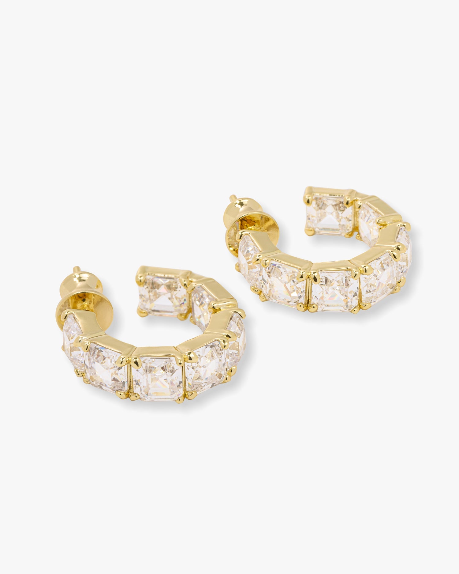 The Queen's Hoops .75" - Gold|White Diamondettes