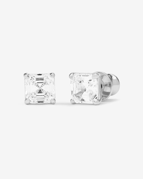 The Queen's 6mm Studs - Silver|White Diamondettes