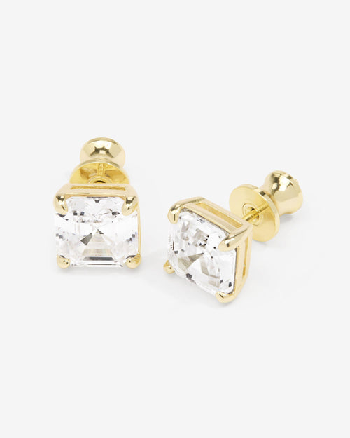 The Queen's 8mm Studs - Gold|White Diamondettes