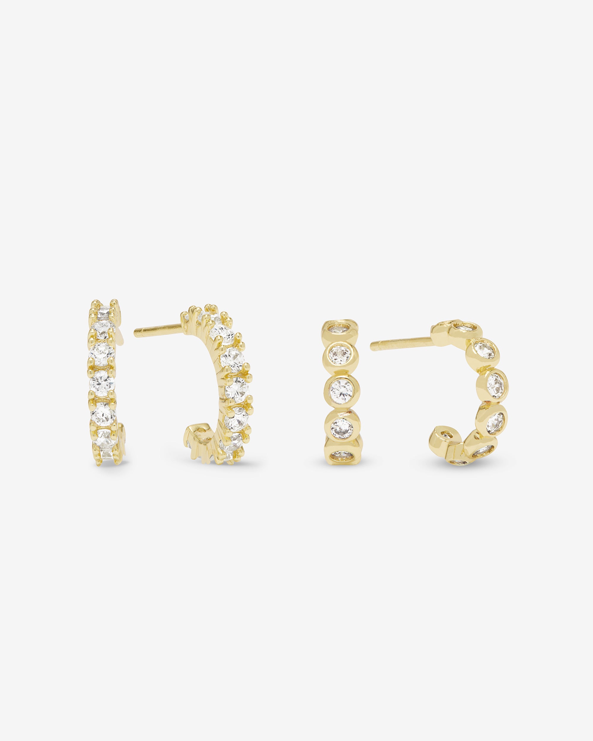 "They're So Cute" Huggie Set - Gold|White Diamondettes