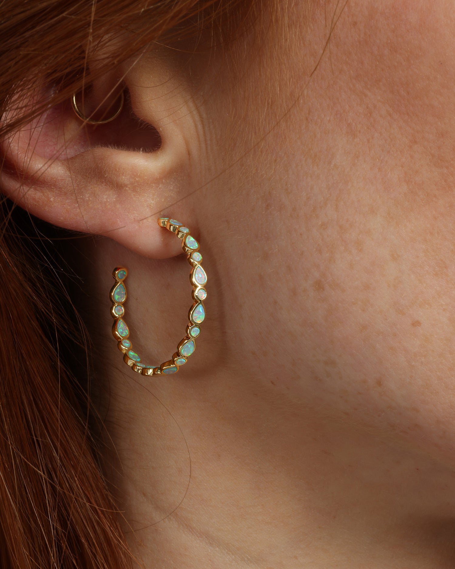 Baby Isla Hoops 1" - Gold|Blue Opal