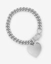 Julian XL Heart Cuban Chain Bracelet - Silver