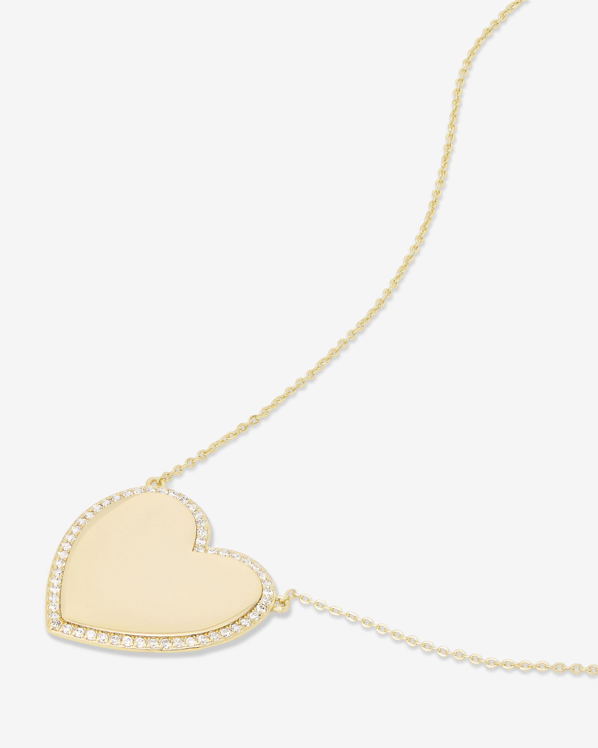 XL You Have My Heart Pavé Necklace 15" - Gold|White Diamondettes