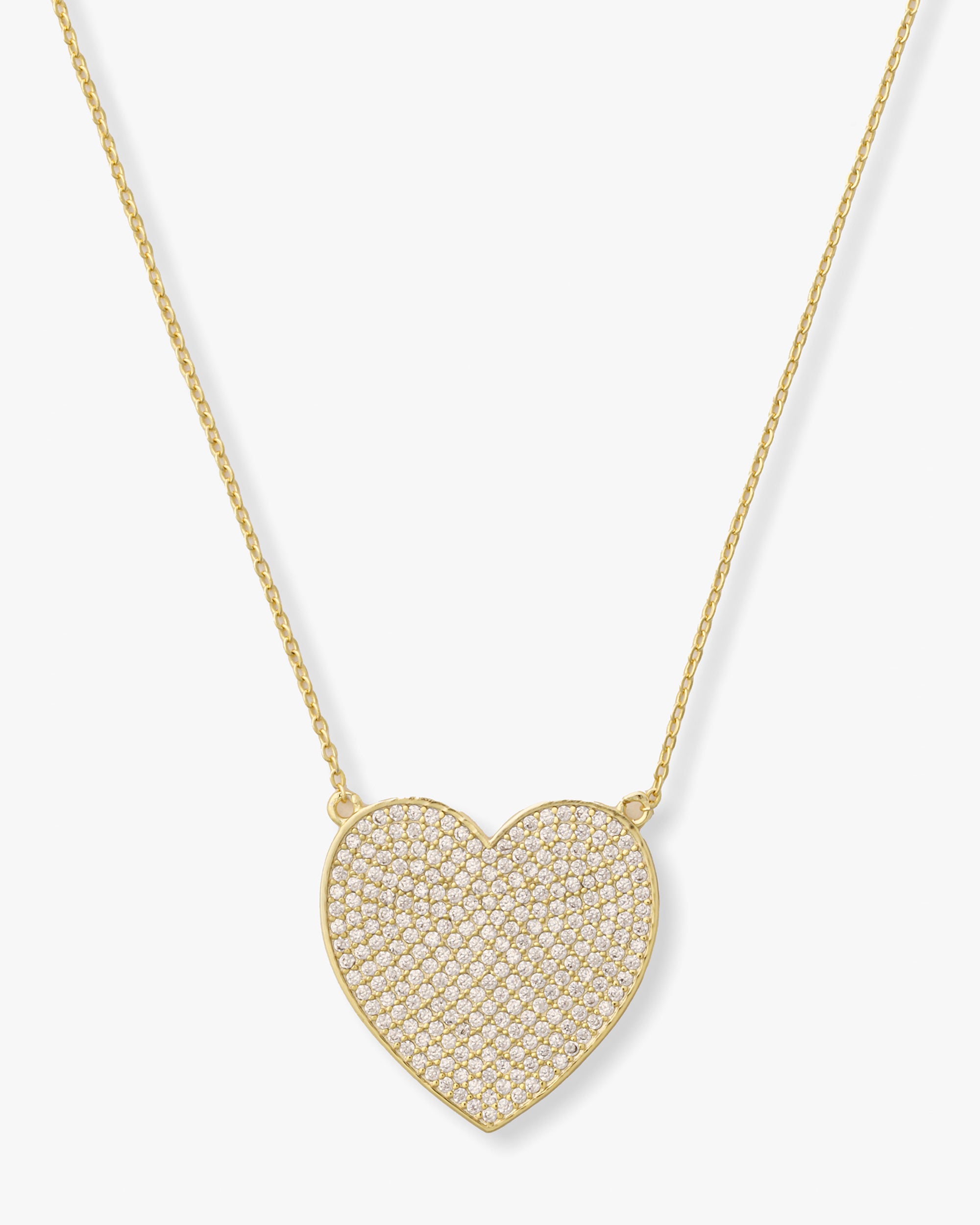 XL You Have My Whole Heart Pavé Necklace 18" - Gold|White Diamondettes