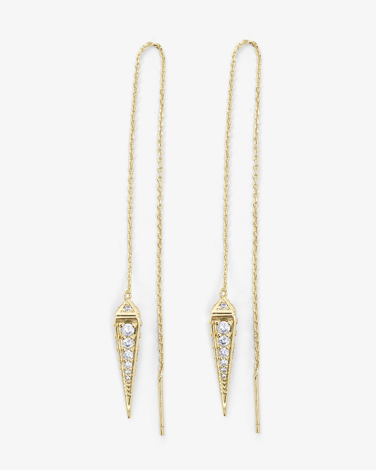 Gabriella Pavé Threader Earrings - Gold|White Diamondettes