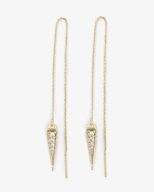 Gabriella Pavé Threader Earrings - Gold|White Diamondettes