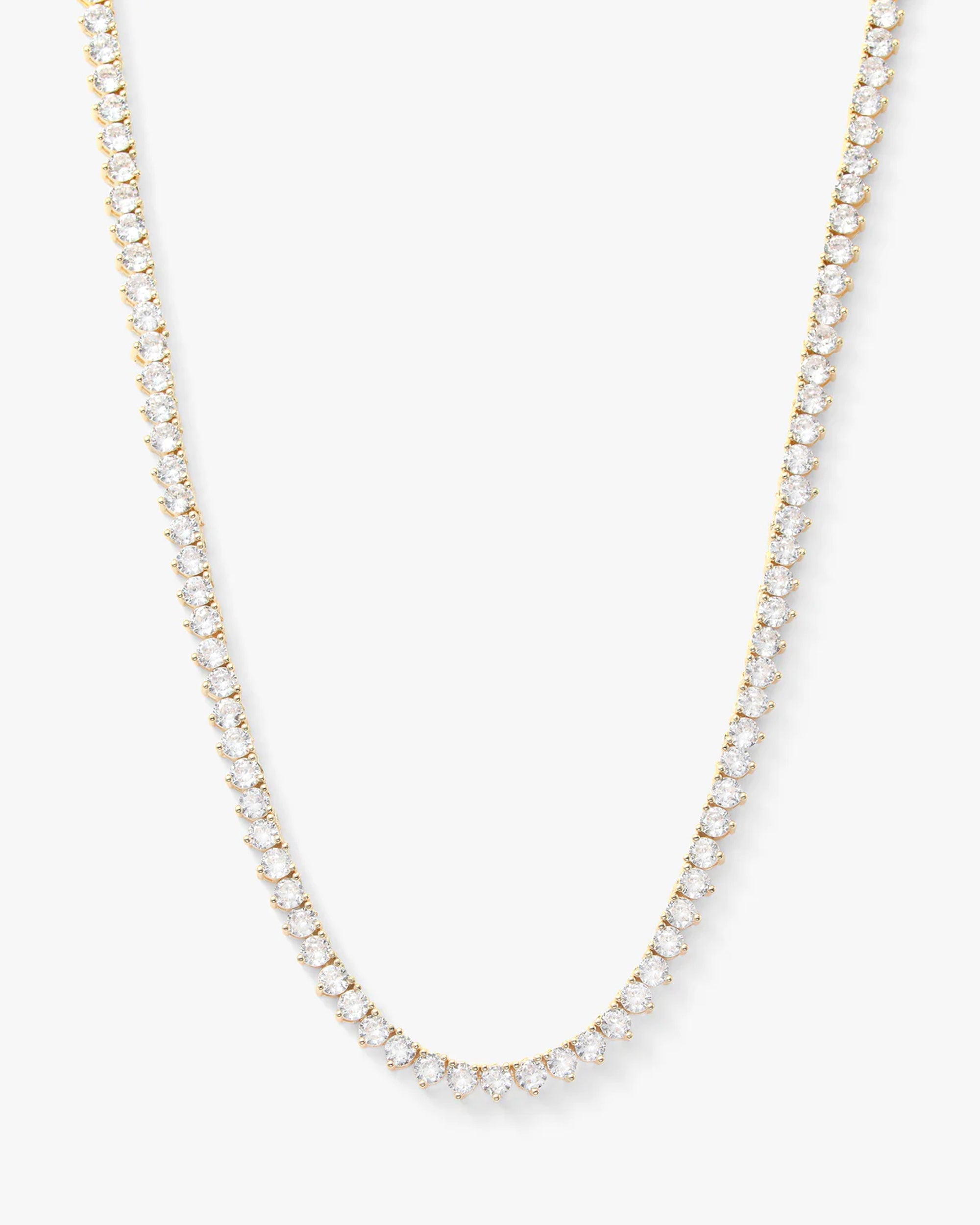 Not Your Basic Tennis Necklace 16" - Gold|White Diamondettes