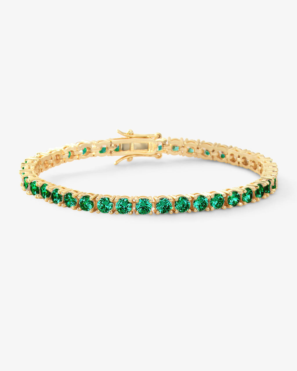 Melinda offers Maria Gold Plated Circle Link Emerald Green Pave Crystal Toggle Bracelet