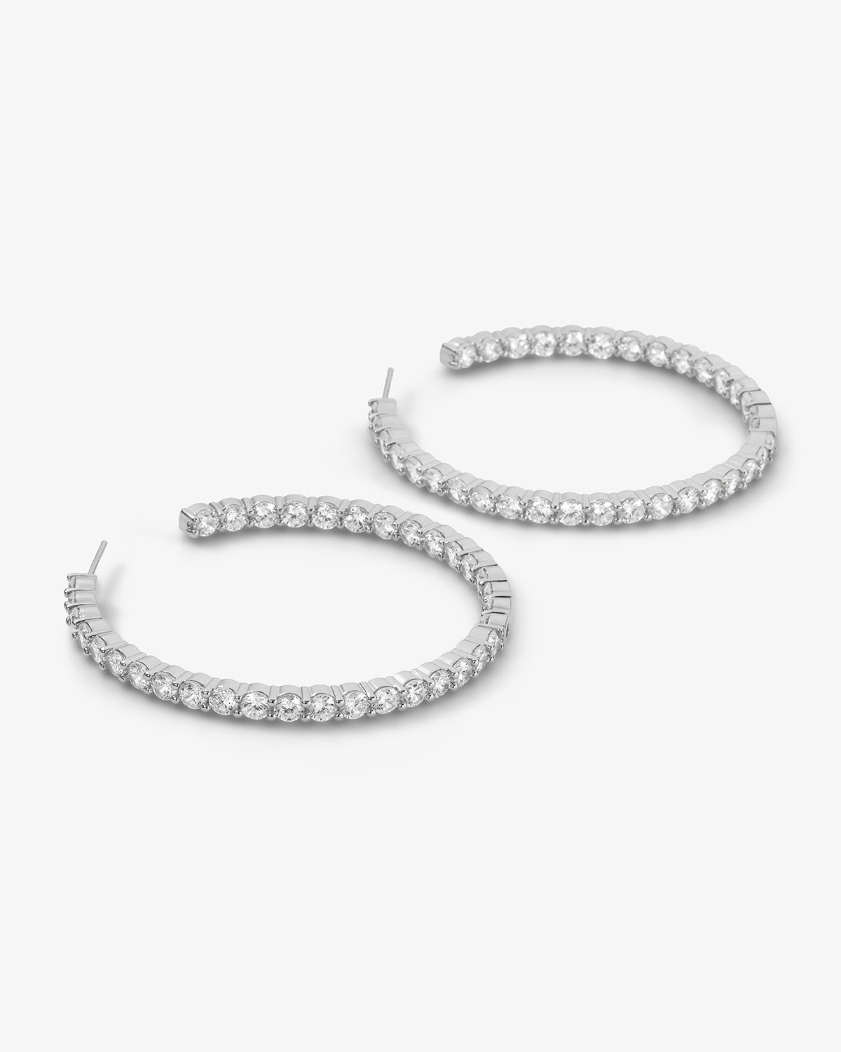 Heiress Hoops 2" - Silver|White Diamondettes