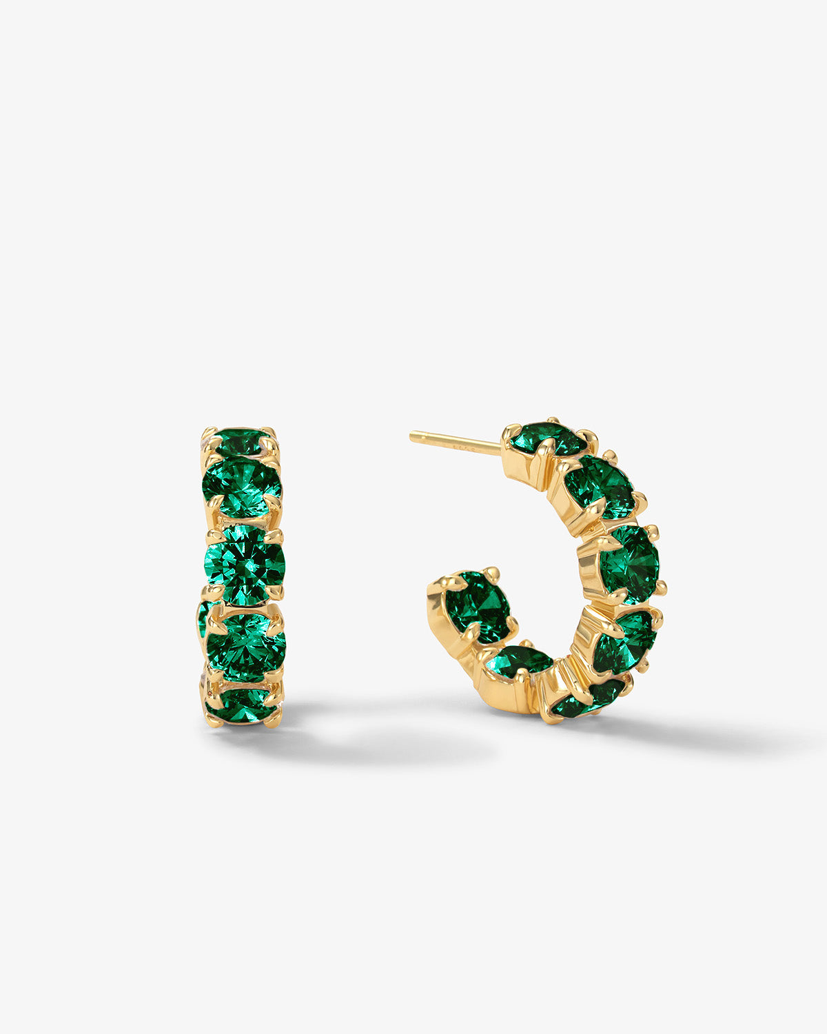 "Oh She Fancy" Hoops .75" - Gold|Emerald Diamondettes