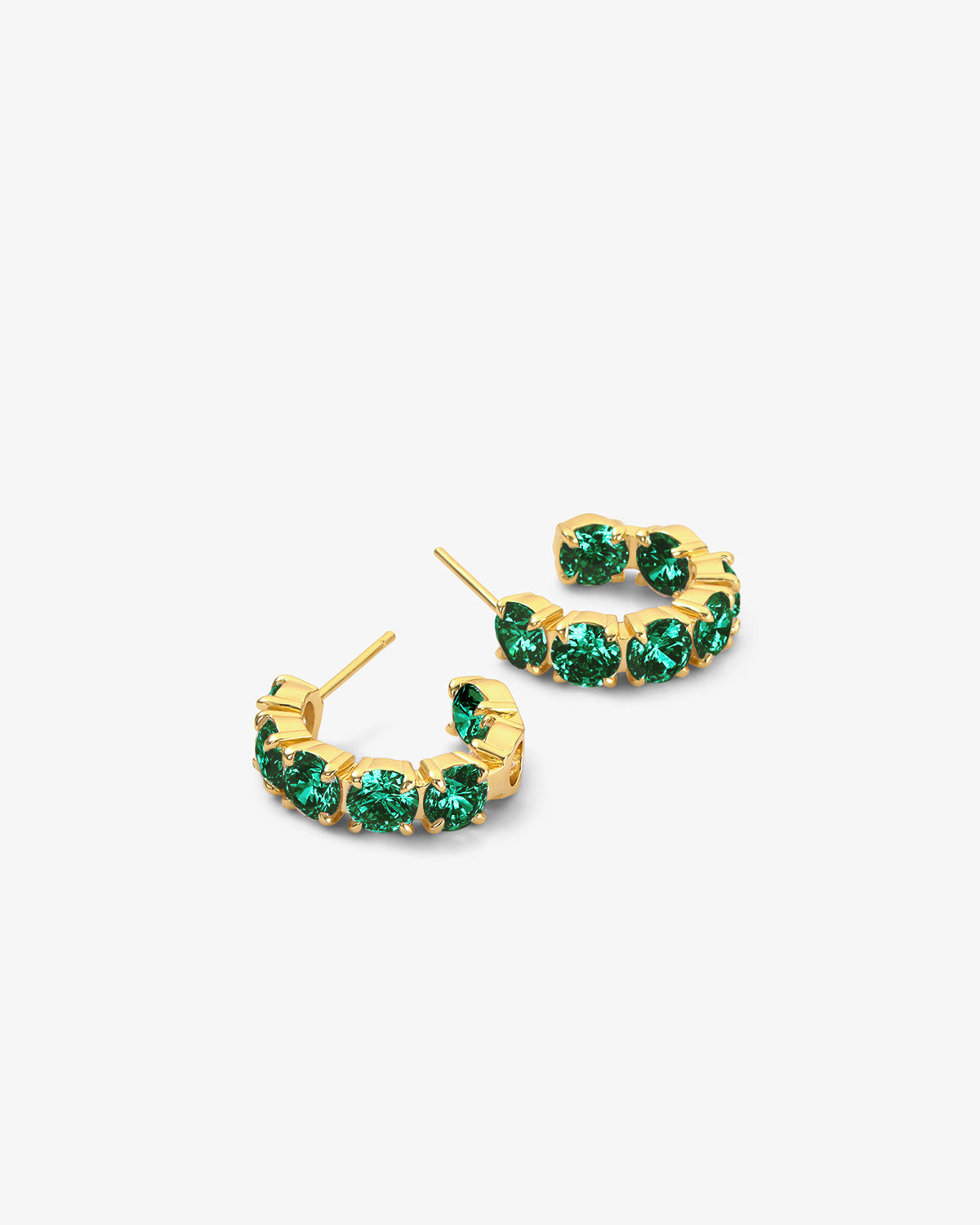 "Oh She Fancy" Hoops .75" - Gold|Emerald Diamondettes