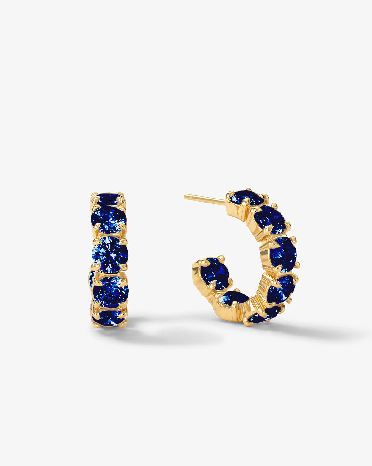 "Oh She Fancy" Hoops .75" - Gold|Blue Sapphire Diamondettes