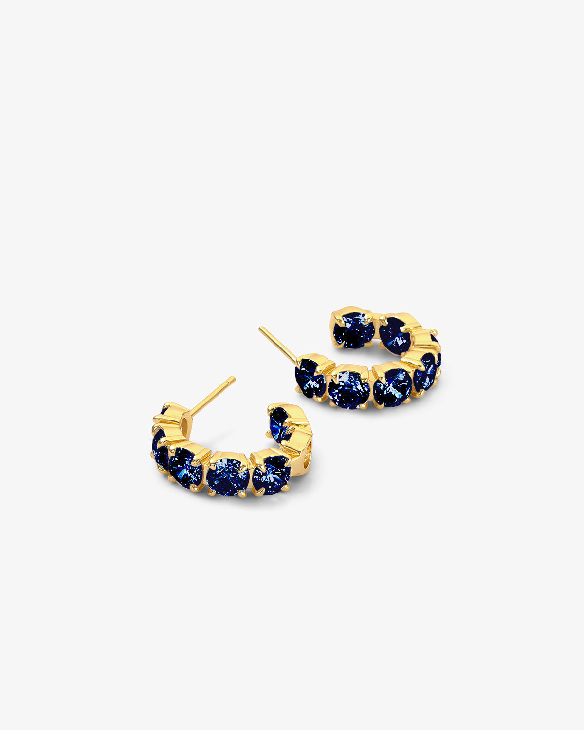 "Oh She Fancy" Hoops .75" - Gold|Blue Sapphire Diamondettes