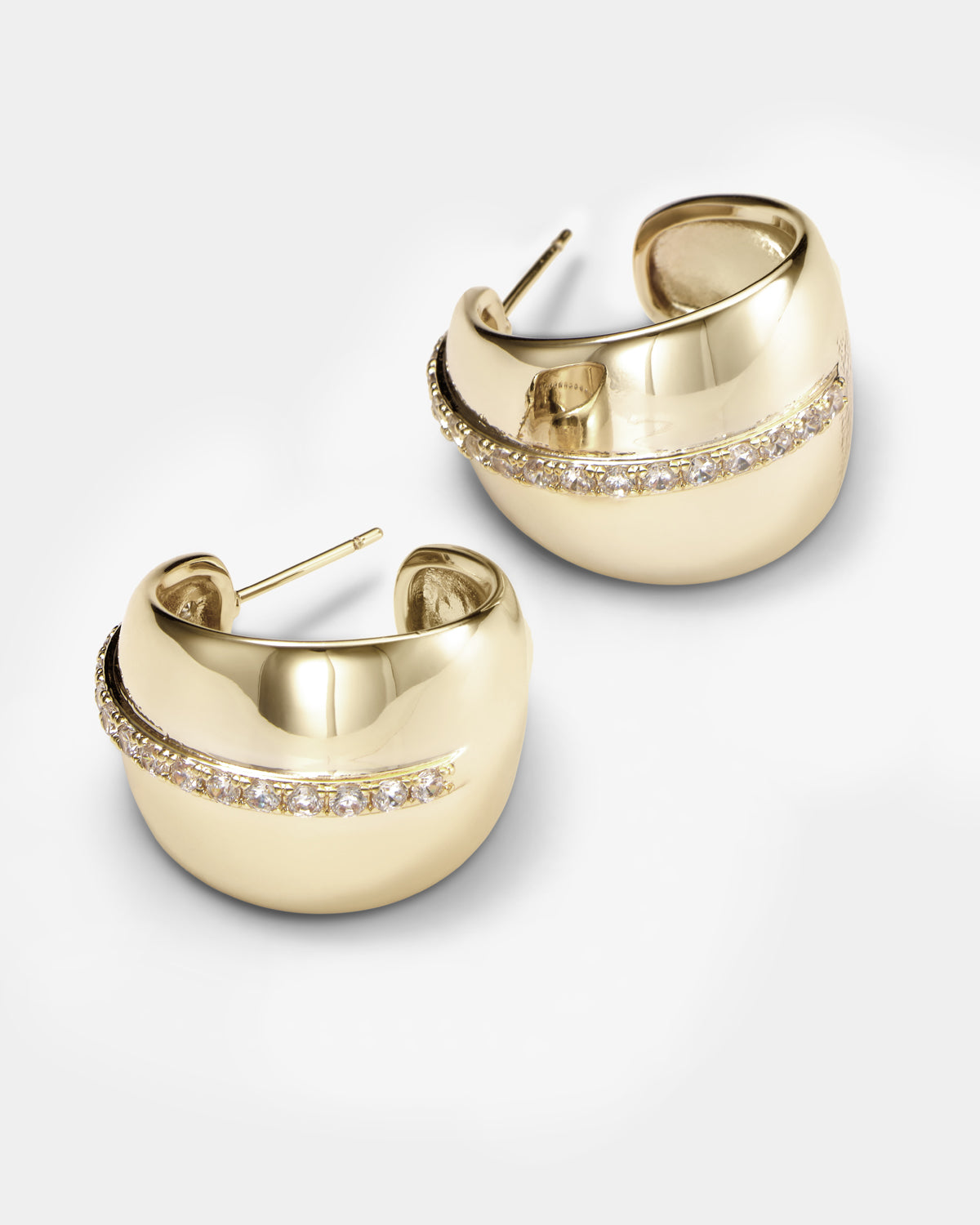 "She's So Smooth" Pavé Hoops - Gold