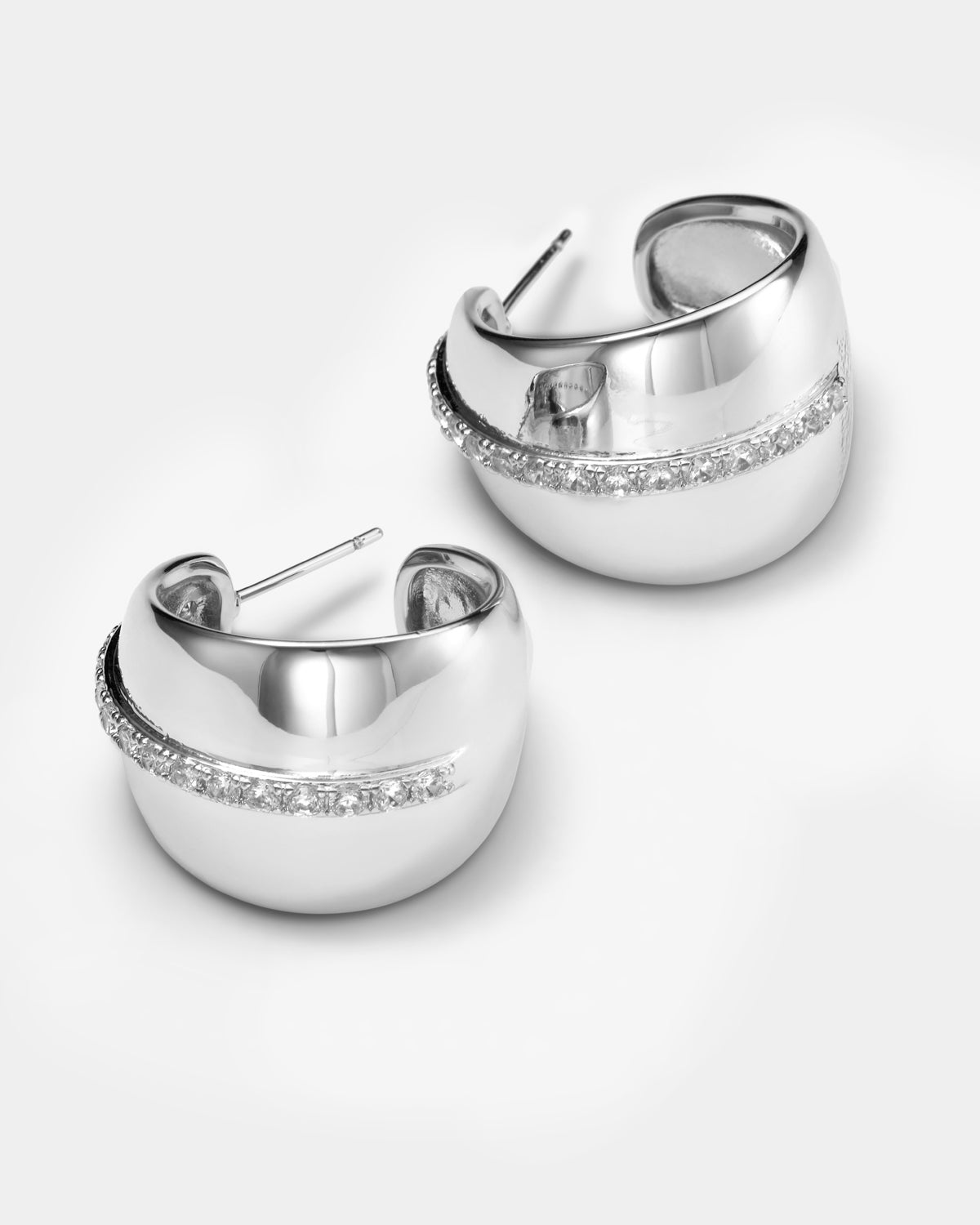 "She's So Smooth" Pavé Hoops - Silver