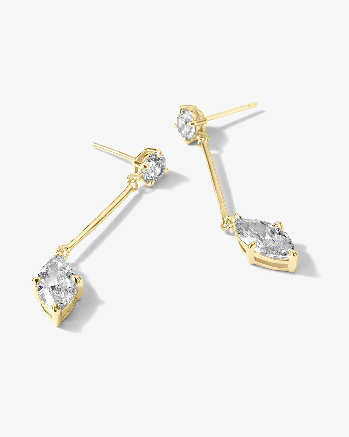 Marquise Diamond Drop Earrings - Gold|White Diamondettes