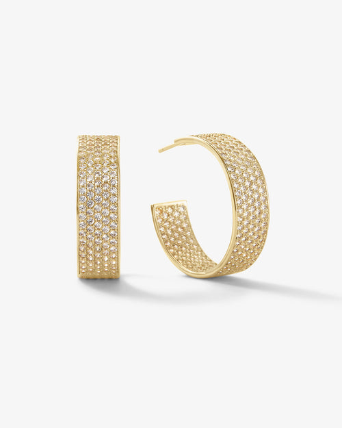 Slick Pavé Earrings - Gold|White Diamondettes