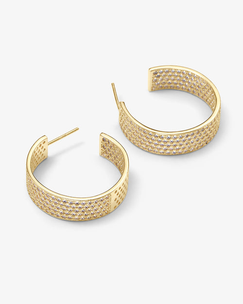 Slick Pavé Earrings - Gold|White Diamondettes