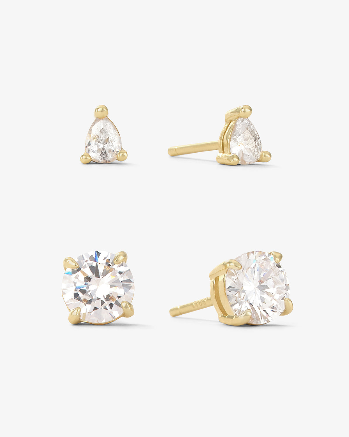 I Got a Raise Stud Set - Gold|White Diamondettes