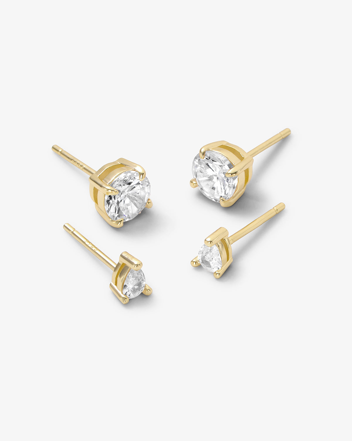 I Got a Raise Stud Set - Gold|White Diamondettes