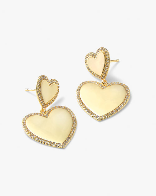 XL You Have My Heart Pavé Earrings - Gold|White Diamondettes