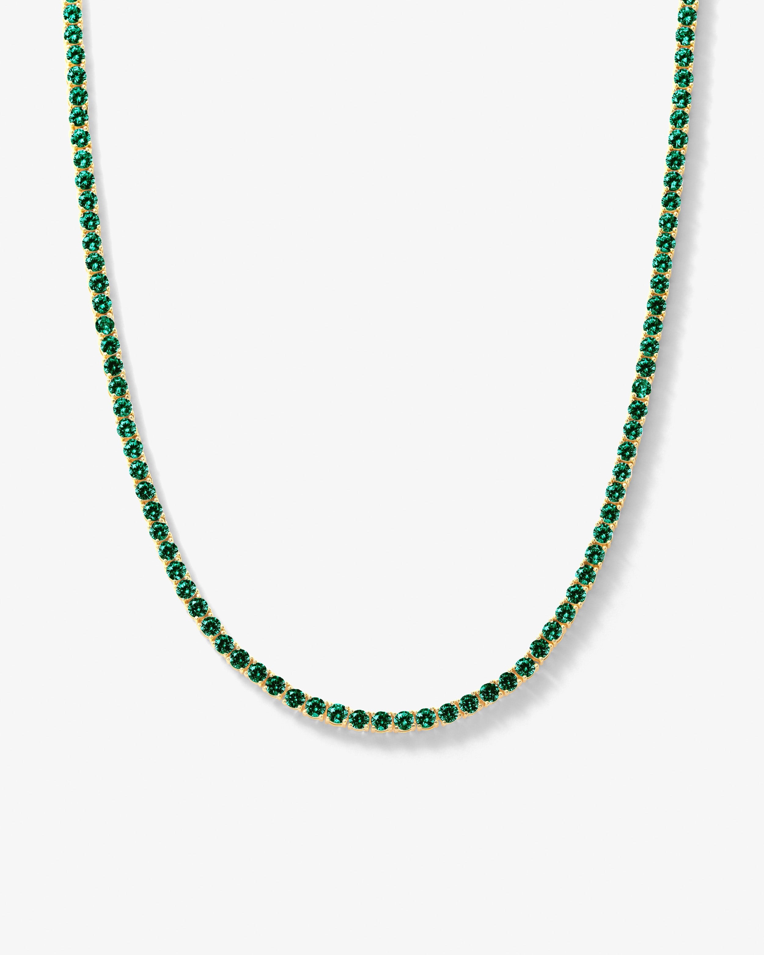 Grand Heiress Tennis Necklace - Gold|Emerald