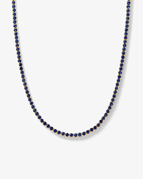 Grand Heiress Tennis Necklace - Gold|Blue Sapphire Diamondettes