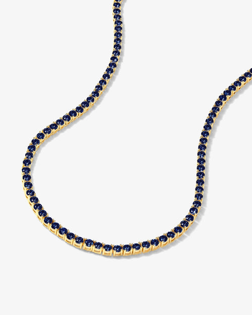 Grand Heiress Tennis Necklace - Gold|Blue Sapphire Diamondettes